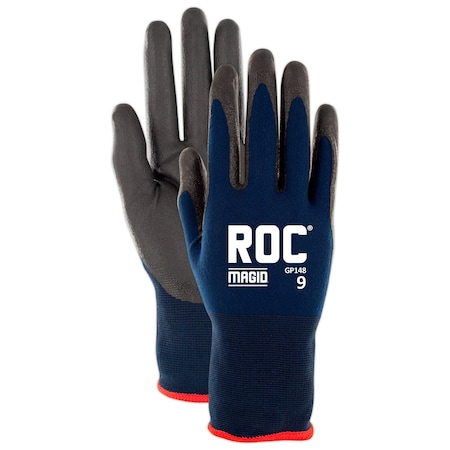 Magid Coated Gloves, 4 Abrasion Level, Blue, 8 12 PK GP1488